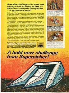 1965 anuncio impreso de nuevo tractor Idea Uni-System Superpicker Cornhead - Imagen 1 de 2