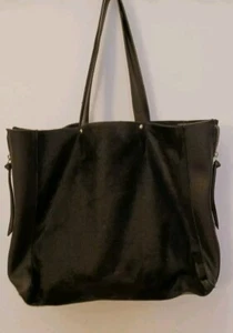 Sanctuary Large Leather & Fur Black Bleeker Zipper Tote Bag w Insert Zip Pocket - Bild 1 von 4