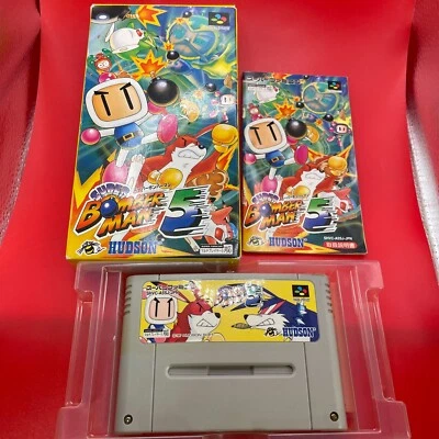 Super Bomberman 5 V w/box manual flyer Nintendo Super Famicom SFC - Image 1 of 4