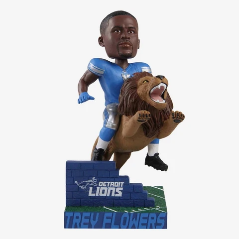 Trey Flowers Detroit Lions Thematic Bobblehead NFL Football Riding Lion Cover