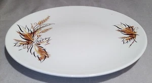 MCM Edwin Knowles Caprice 12.5" Oval Platter Brown Yellow Wheat Leaves Black EUC - Picture 1 of 7