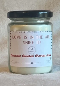 Homemade Soy, Dog Themed, Valentines, Chocolate Cherry Scent, 8oz Jar, Candle - Picture 1 of 4