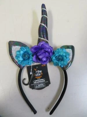 Kids' Unicorn Headband Dark Iridescent Halloween Costume Horn Ears Floral - Image 1 of 3