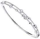 18K White Gold 2.70 F/Si Top Quality  Round Diamond Waterfall Bangle Bracelet.