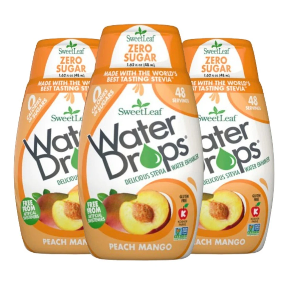 SweetLeaf Wassertropfen Pfirsich Mango 48ml - 3er Pack - Kostenlose 24h Lieferung - Bild 1 von 1