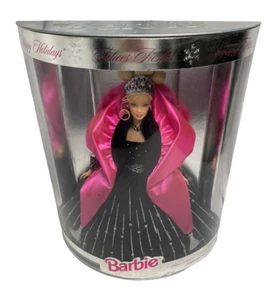 vintage barbie special holiday edition black pink dress blonde hair - Picture 1 of 6