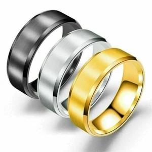 8mm Men Women Couple Titanium Steel Finger Fashion Wedding Engagement Rings - Picture 1 of 10