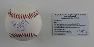 Dave Righetti Signed Rawlings OML Baseball New York Yankees ROY 81 Leaf COA - Image 1 of 4