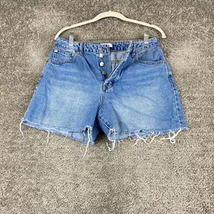 FOREVER21 Cut-Off Shorts Women's 26 Blue 5-Pocket High Rise Button Fly Frayed - Picture 1 of 9