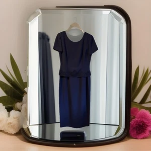 Vestido Formal Talbots Talla 10 Con Cuentas Botones Cremallera Forrado Azul Marino - Imagen 1 de 7