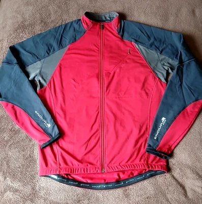 Endura Jacket Mens Large MT500 MTB Cycling Full Zip Pockets Windstopper Red - Image 1 of 4