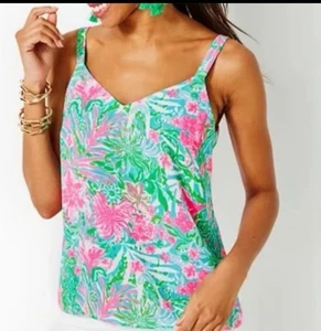 Camicia blusa canotta Lilly Pulitzer Nadia Cami in Leaf It Wild taglia XL - Foto 1 di 6