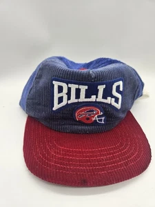 Vintage 80s 90s Buffalo Bills New Era Corduroy Snapback Hat Script Helmet - Picture 1 of 4