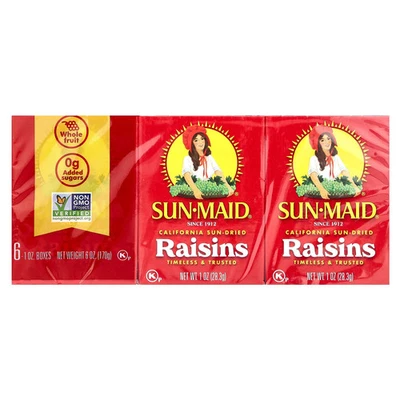 California Sun-Dried Raisins, 6 Boxes, 1 oz (28.3 g) Each - Image 1 of 3