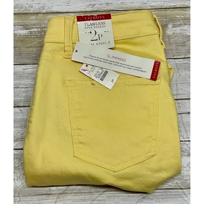 Calça de tornozelo Talbots Flawless cinco bolsos amarela fina tamanho pequeno 2P nova com etiquetas - Imagem 1 de 4