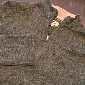 Woolrich Mens Heathered Green 1/4 Zip Fleece Pullover Sweater L Gorpcore Outdoor - Picture 1 of 8