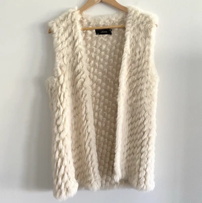 Chaleco Linda Richards Lujo 100% Piel de Conejo Blanco Crema Mujer Grande Dinero Antiguo Foto 1 de 4