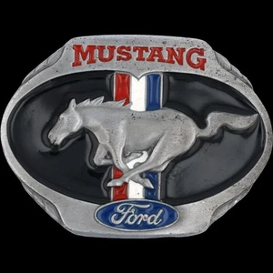New Ford Mustang Running Pony Tri Bar Logo Vintage Belt Buckle - Picture 1 of 3