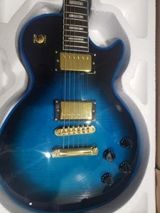 Solid Body Electric Guitar Les Paul Two Tone Blue Copy China Exellent - Picture 1 of 3
