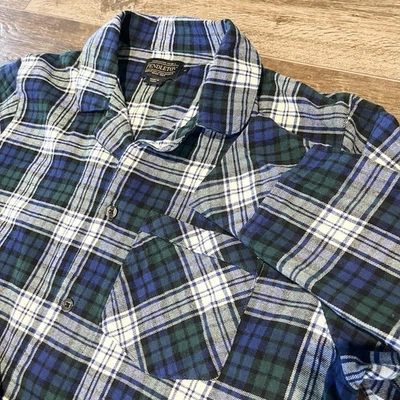 Pendleton Pijama Top Hombre M Extra Grande Azul Verde Cuadros Algodón Pijamas Abotonados Foto 1 de 4