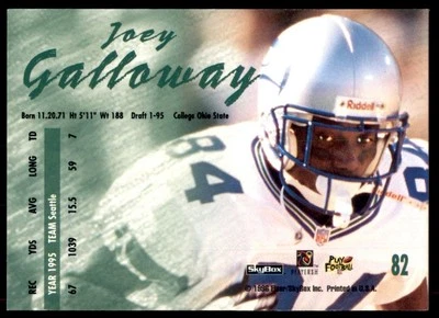 1996 SkyBox Impact Rookies Joey Galloway RC Seattle Seahawks #82 - Image 1 of 2