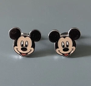 Disney Mickey Mouse Metal Stud Earrings - New In Pouch - Picture 1 of 4
