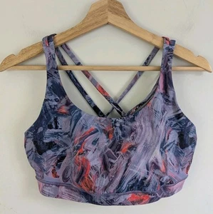 Lululemon Energy Bra Abstract Purple Pink SIZE 12 EUC B D Cup Medium Support - Picture 1 of 7