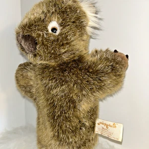 Wombat Wolly Handpuppe pelzig 10 Zoll Nerzplüsch Stofftier braune Augen Krallen realistisch - Bild 1 von 5