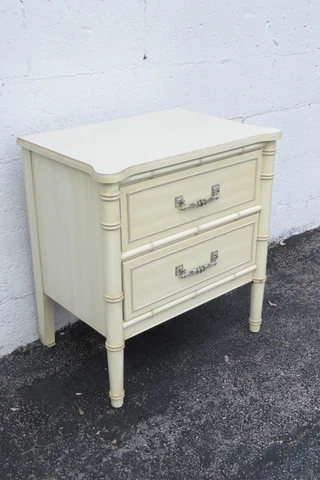 Hollywood Regency Faux Bamboo Painted Nightstand End Side Bedside Table 4974 Cover