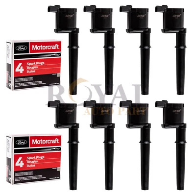 Set of 8 Ignition Coil & Motorcraft Spark Plugs SP493 for Ford Lincoln Navigator - Image 1 of 4