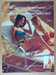 1990 Johnnie Walker Red Scotch Bikini Woman Photo Vintage Print Ad - Bild 1 von 1