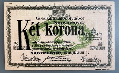 Hungarian  2 Korona POW Camp; Nagymegyer 1916  UNC - Image 1 of 2