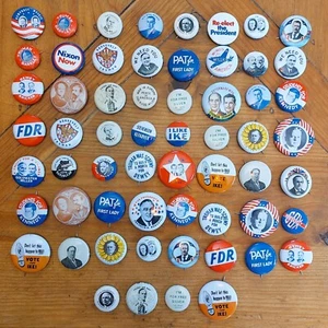 Lot Of 60 Reproduction Presidential & Campaign Buttons Great Condition - Picture 1 of 4