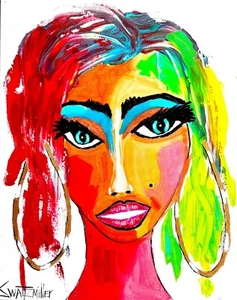 ships free COLORFUL 24 NEW 2024 PORTRAIT PAINTINGS original SWARTZMILLER DNA ART - Picture 1 of 24
