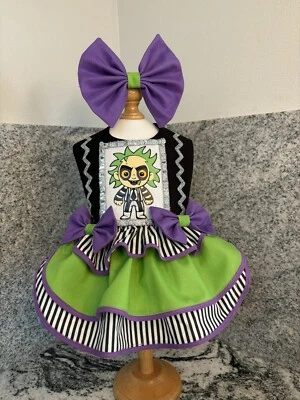 DOG DRESS Fall Halloween Beetlejuice Costume New Bling FREE SHIPPING S, M, - Image 1 of 4