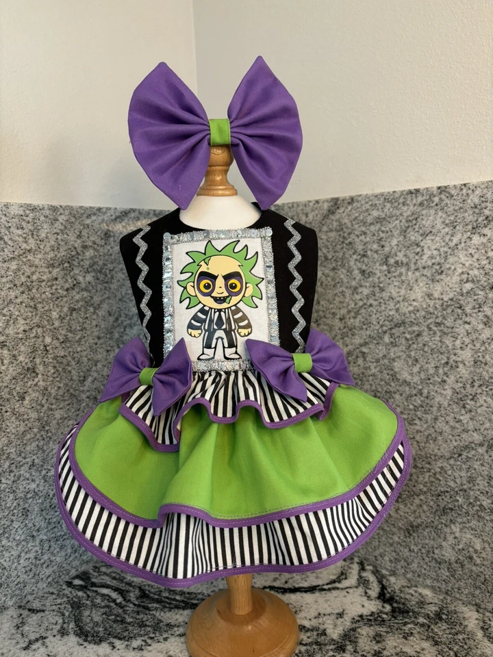 VESTIDO CACHORRO Outono Halloween Beetlejuice Fantasia Novo Bling FRETE GRÁTIS P, M, - Imagem 1 de 4
