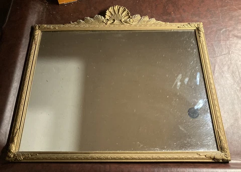 Antique Gilded Federal Style Mirror Large Oak Gold Ornate Gesso Cover