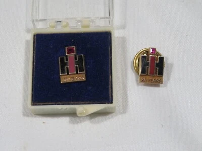 10kt GOLD IH International Harvest 25yr & 30yr lapel pins enameled w/Ruby stones - Image 1 of 3