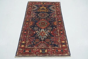 3 x 5 Fuß Marineblau Samarkand Orientalisch Afghanisch Handgeknüpft Traditionell Vorleger - Bild 1 von 15