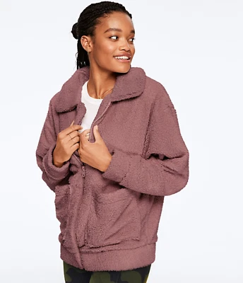 JAQUETA BLAZER PULÔVER SHERPA Victoria's Secret rosa com zíper completo tamanho M - Imagem 1 de 2