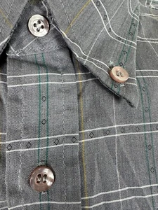 Vintage 80s Knightsbridge Shirt Men M Tight Gray Diamond Long Sleeve Button Down - Picture 1 of 18