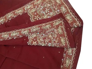 Bufandas de velo estola roja estola roja estola a mano Om vintage Dupatta, XAD-1235 - Imagen 1 de 12