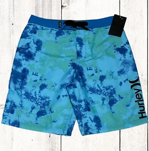 NWT-Hurley Youth/Men’s 14/27 Blue Gaze Tie Dye Board Shorts Swim Trunks - Picture 1 of 11