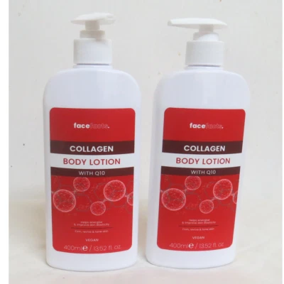 2 x Face Facts Collagen mit Q10 Body Lotion 400ml x 2 - straffe, beleben & straffe die Haut