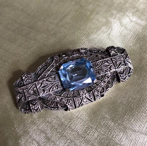 Art Deco Silber-Brosche mit rd. 8 karätigem Spinell - Bild 1 von 2