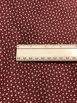 2-1/3 Yards Burgundy With Tiny White Allover Pin Dots And Floral VIP CRANSTON - Image 1 of 2
