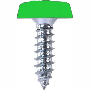 Number Plate Fasteners Self-Tappers with Plastic Head Green 4.8 x 24mm - Picture 1 of 2