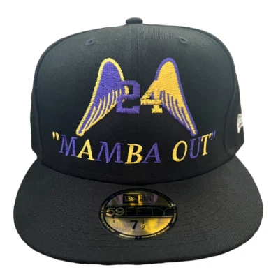 New Era Lakers Kobe Bryant Mamba Out 59FIFTY Fitted Hat Triple Black Size 7 1/2 - Image 1 of 4