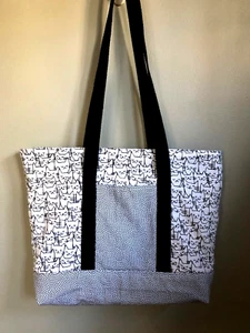 "Bolso de Mano Stevie para Gatos y Mini Puntos - 100% Algodón - 16"" X 12"" X 2,5" - Imagen 1 de 4