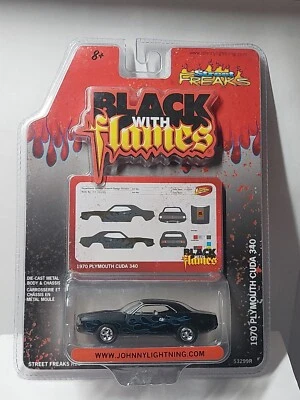 Johnny lightning 1/64 🇨🇵 1970 Plymouth cuda 340 , Serie "Black & Flames"  - Photo 1/4